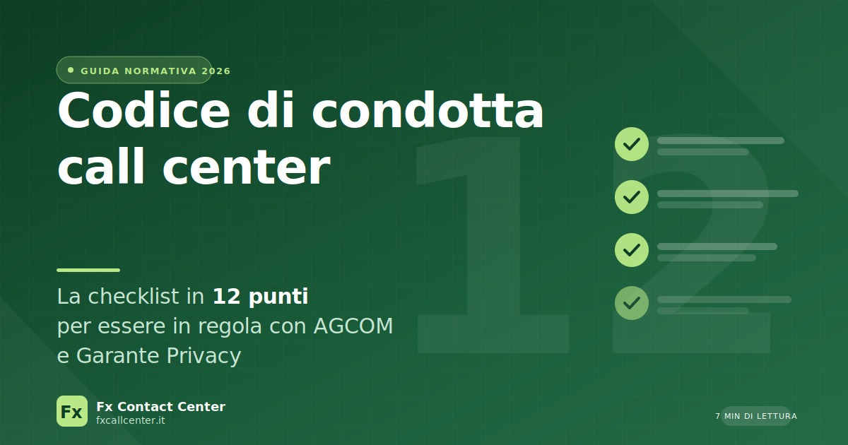 Codice di condotta call center: checklist 12 punti 2026